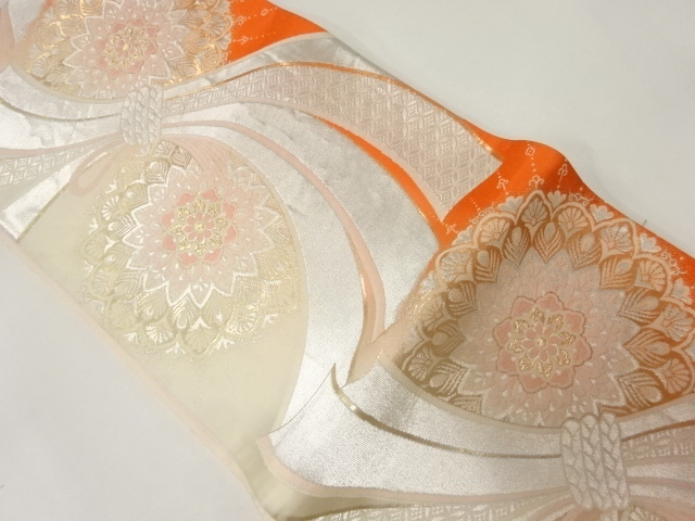 アンティーク　束ね熨斗に華紋模様織出し袋帯（材料）